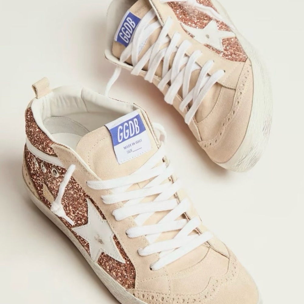Golden Goose Deluxe Mid star Glitter Mid Top Sneakers